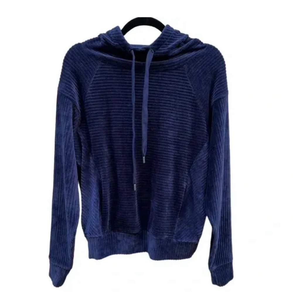 NWT Zella Plush Corduroy Hoodie In Navy Peacoat Size XS